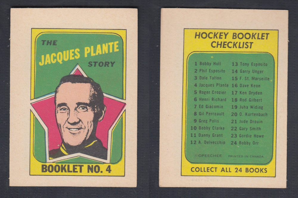 1971-72 O-PEE-CHEE STORY BOOKLET #4 J. PLANTE photo