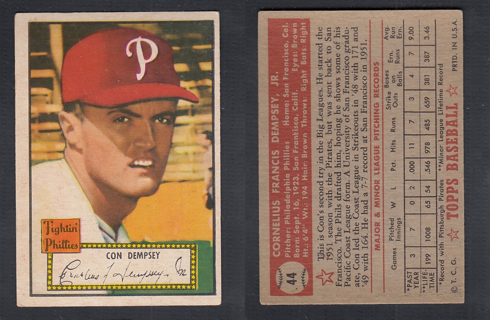 1952 TOPPS BASEBALL CARD #44 C. DEMPSEY photo