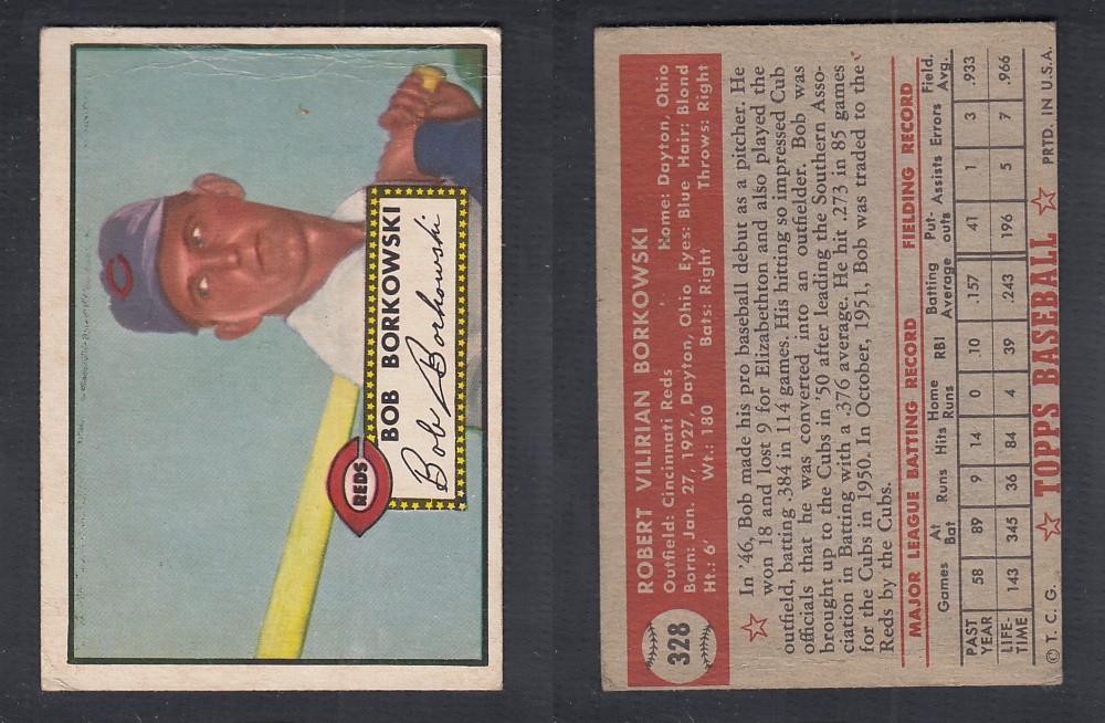 1952 TOPPS BASEBALL CARD #328 B. BORKOWSKI photo