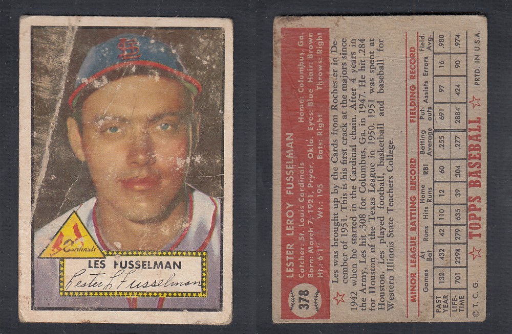 1952 TOPPS BASEBALL CARD #378 L. FUSSELMAN photo