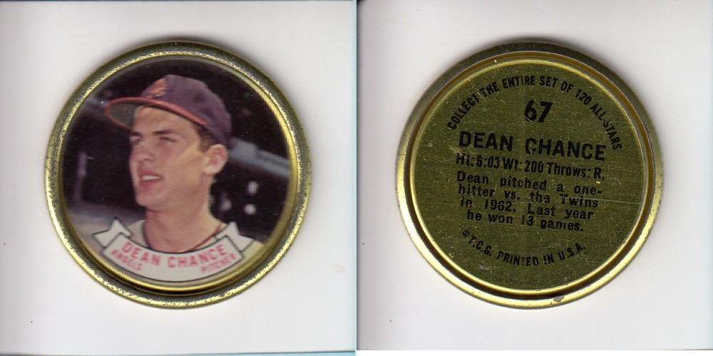 1964 TOPPS BASEBALL COIN #67 D. CHANCE photo