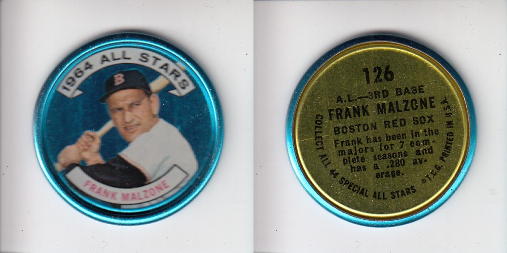 1964 TOPPS BASEBALL COIN #126 F MALZONE photo