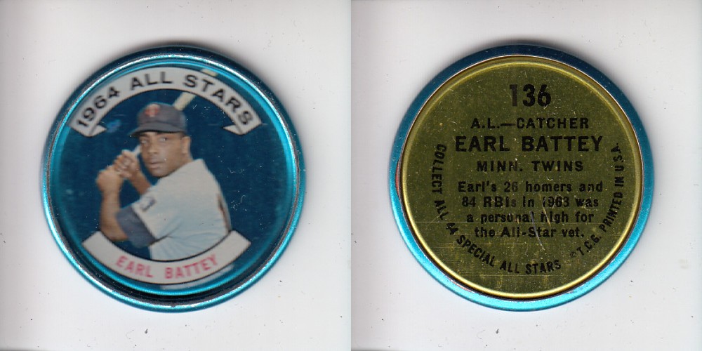 1964 TOPPS BASEBALL COIN #136 E. BATTEY photo