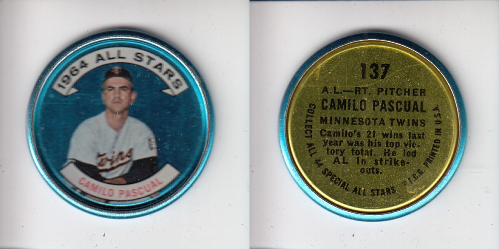 1964 TOPPS BASEBALL COIN #137 C. PASCUAL photo