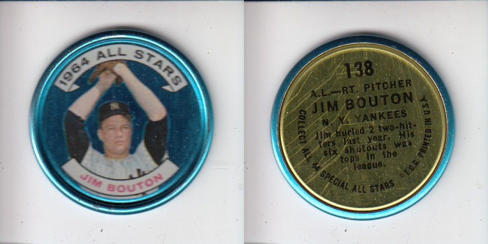 1964 TOPPS BASEBALL COIN #138 J. BOUTON photo