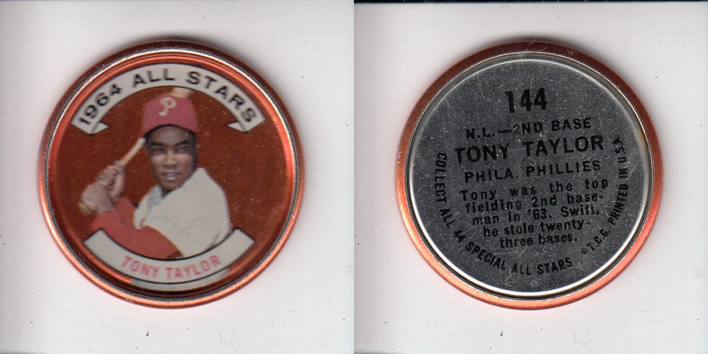 1964 TOPPS BASEBALL COIN #144 T. TAYLOR photo