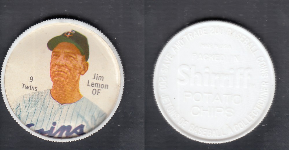 1962 SHIRRIFF BASEBALL COIN #9 J. LEMON photo