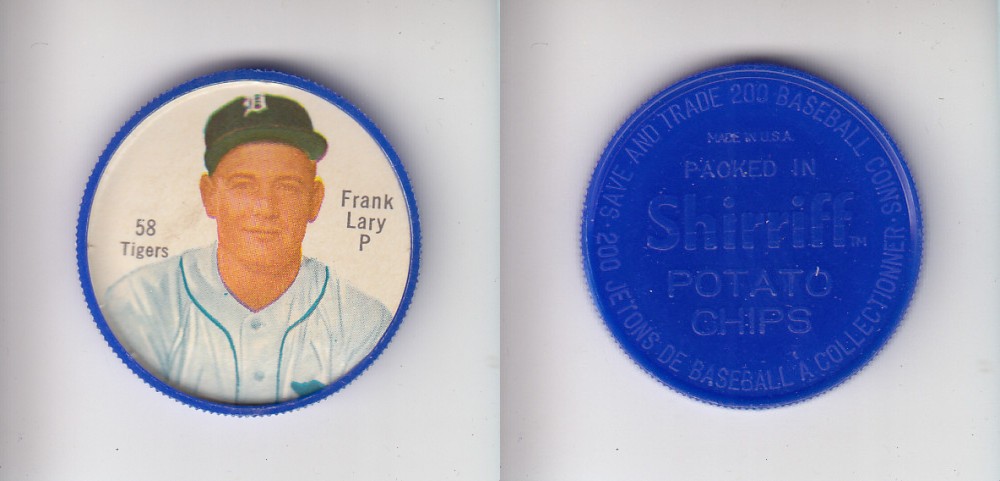 1962 SHIRRIFF BASEBALL COIN #58 F. LARY photo