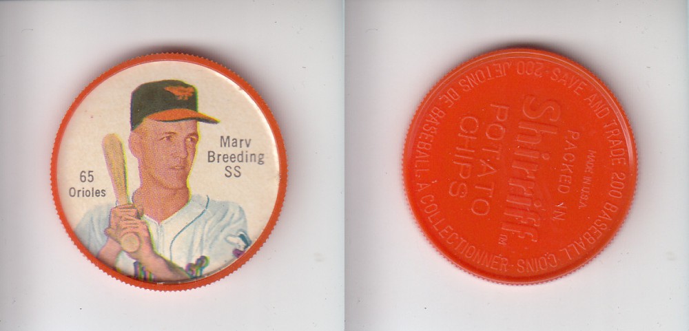 1962 SHIRRIFF BASEBALL COIN #65 M. BREEDING photo