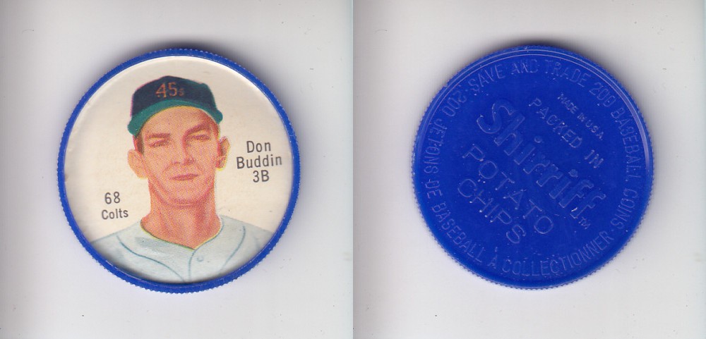 1962 SHIRRIFF BASEBALL COIN #68 D. BUDDIN photo