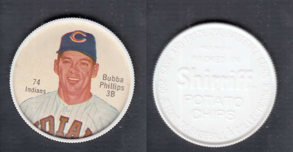 1962 SHIRRIFF BASEBALL COIN #74 B. PHILLIPS photo