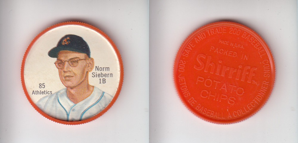 1962 SHIRRIFF BASEBALL COIN #85 N. SIEBERN photo