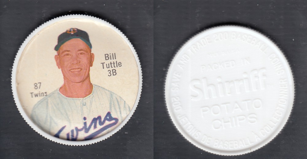 1962 SHIRRIFF BASEBALL COIN #87 B. TUTTLE photo