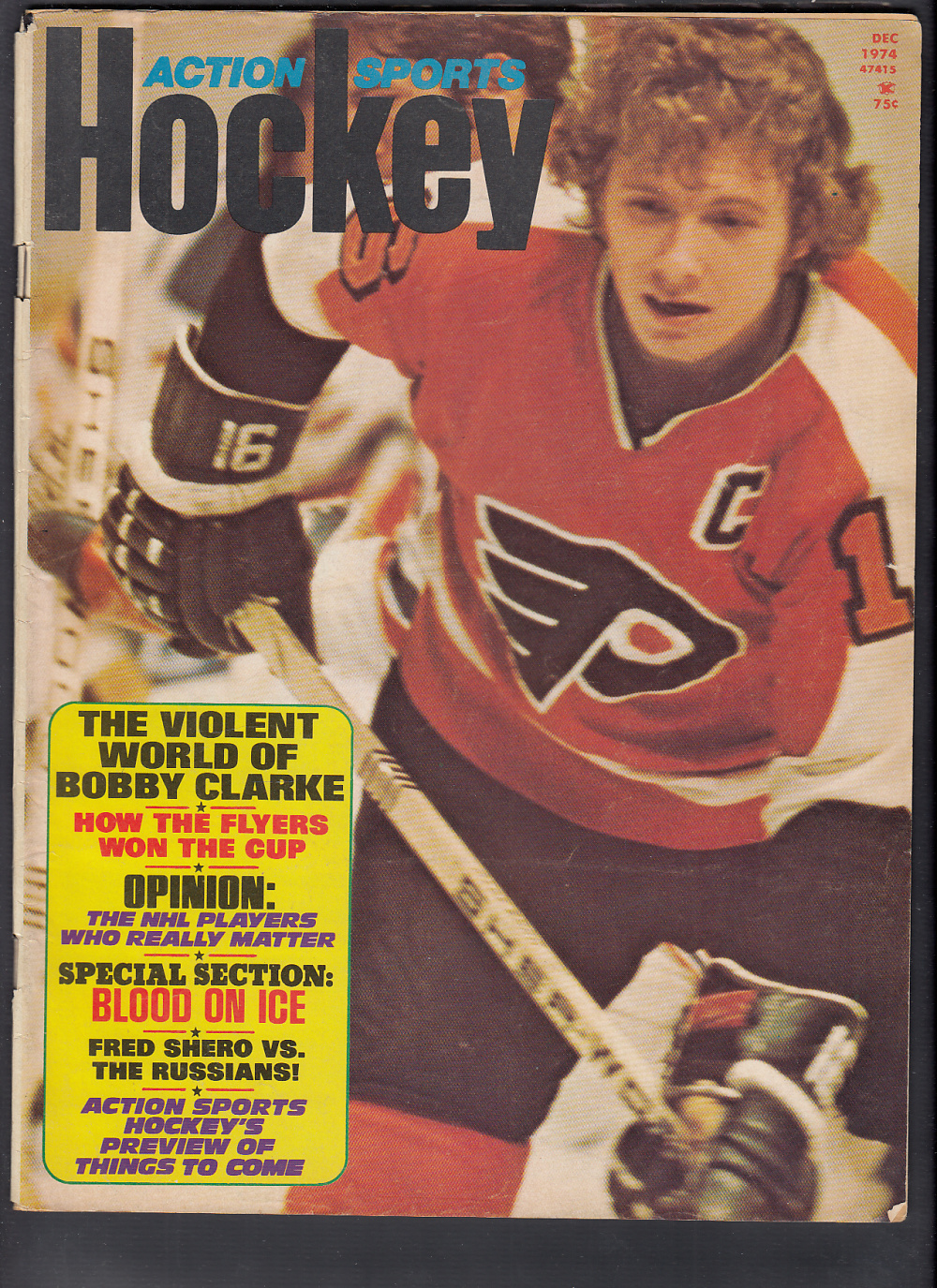 1974 HOCKEY ACTION SPORTS MAGAZINE B. CLARKE ON COVER photo