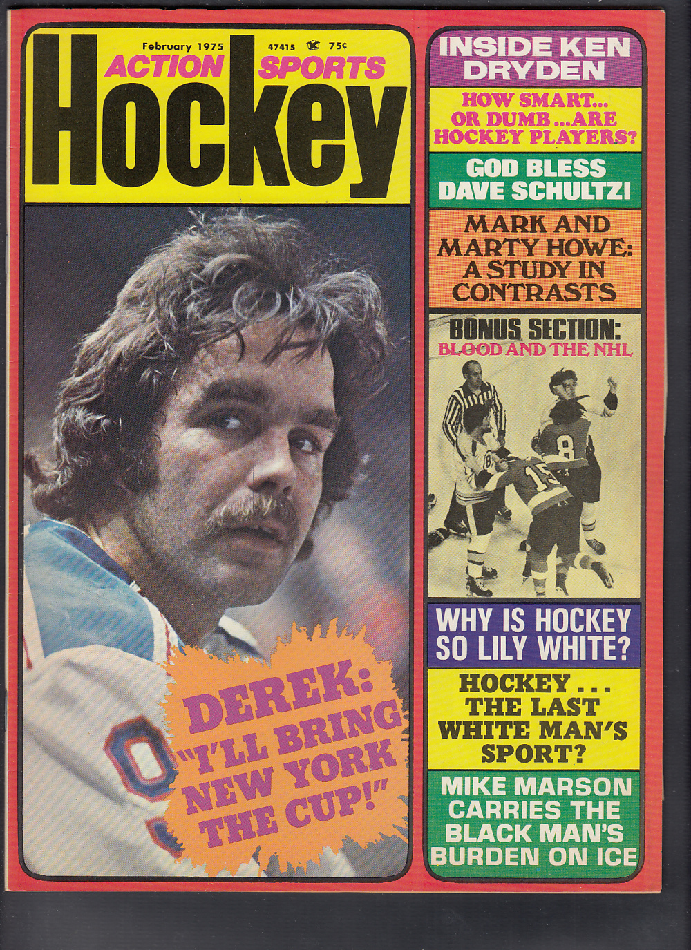1975 HOCKEY ACTION SPORTS MAGAZINE D. SANDERSON ON COVER photo