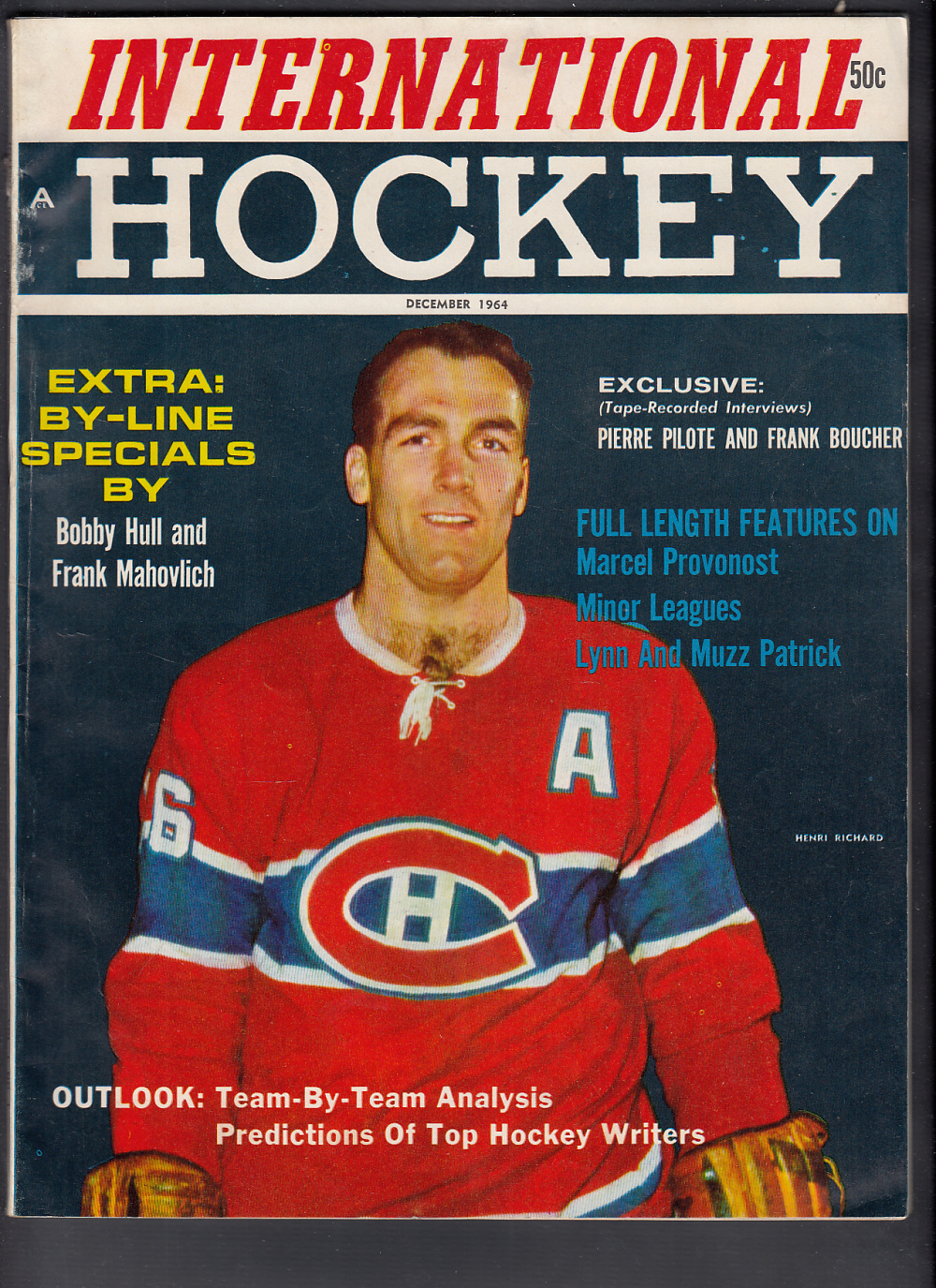 1964 INTERNATIONAL HOCKEY MAGAZINE H. RICHARD ON COVER photo