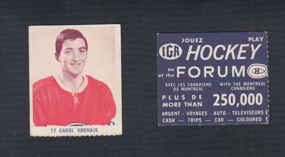 1967-68 IGA MONTREAL CANADIENS HOCKEY CARD #17 C.VADNAIS photo
