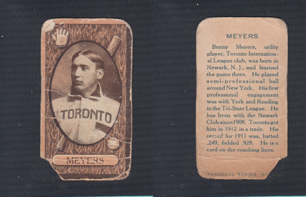 1912 IMPERIAL TOBACCO BASEBALL CARD #29 MEYERS photo