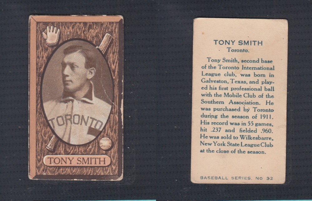 1912 IMPERIAL TOBACCO BASEBALL CARD #32 T. SMITH photo