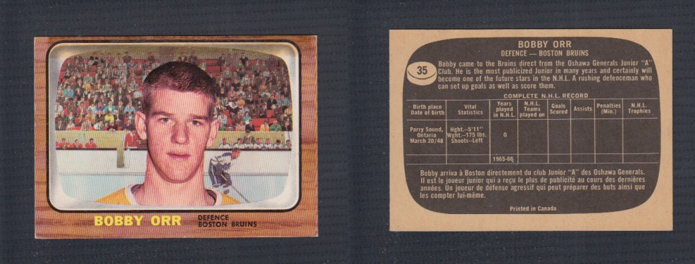 1966-67 TOPPS HOCKEY CARD #35 B. ORR ROOKIE CARD photo