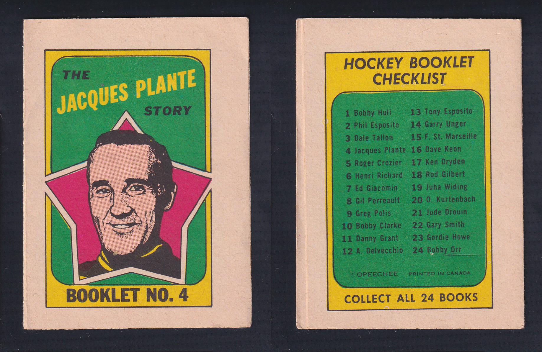 1971-72 O-PEE-CHEE STORY BOOKLET ENGLISH #4 J.PLANTE photo