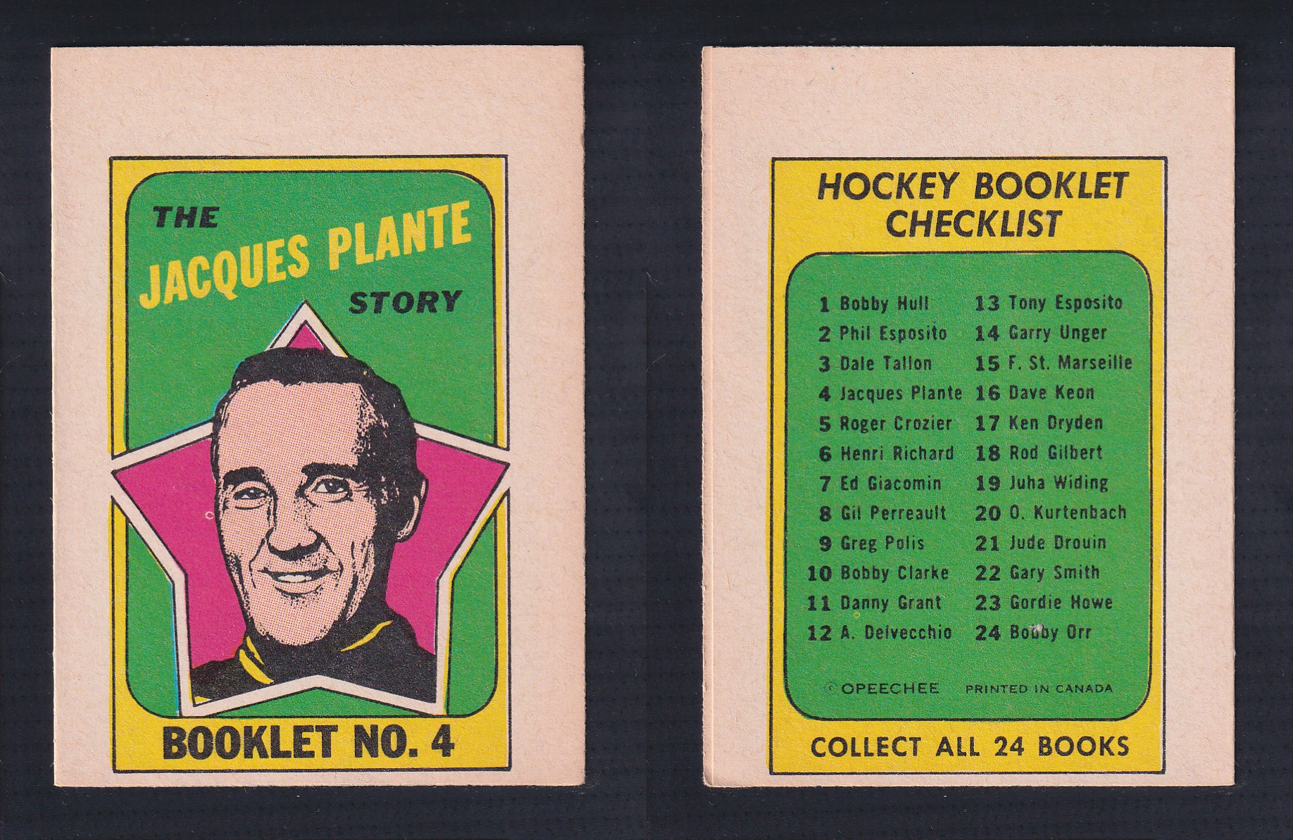 1971-72 O-PEE-CHEE STORY BOOKLET ENGLISH #4 J.PLANTE photo