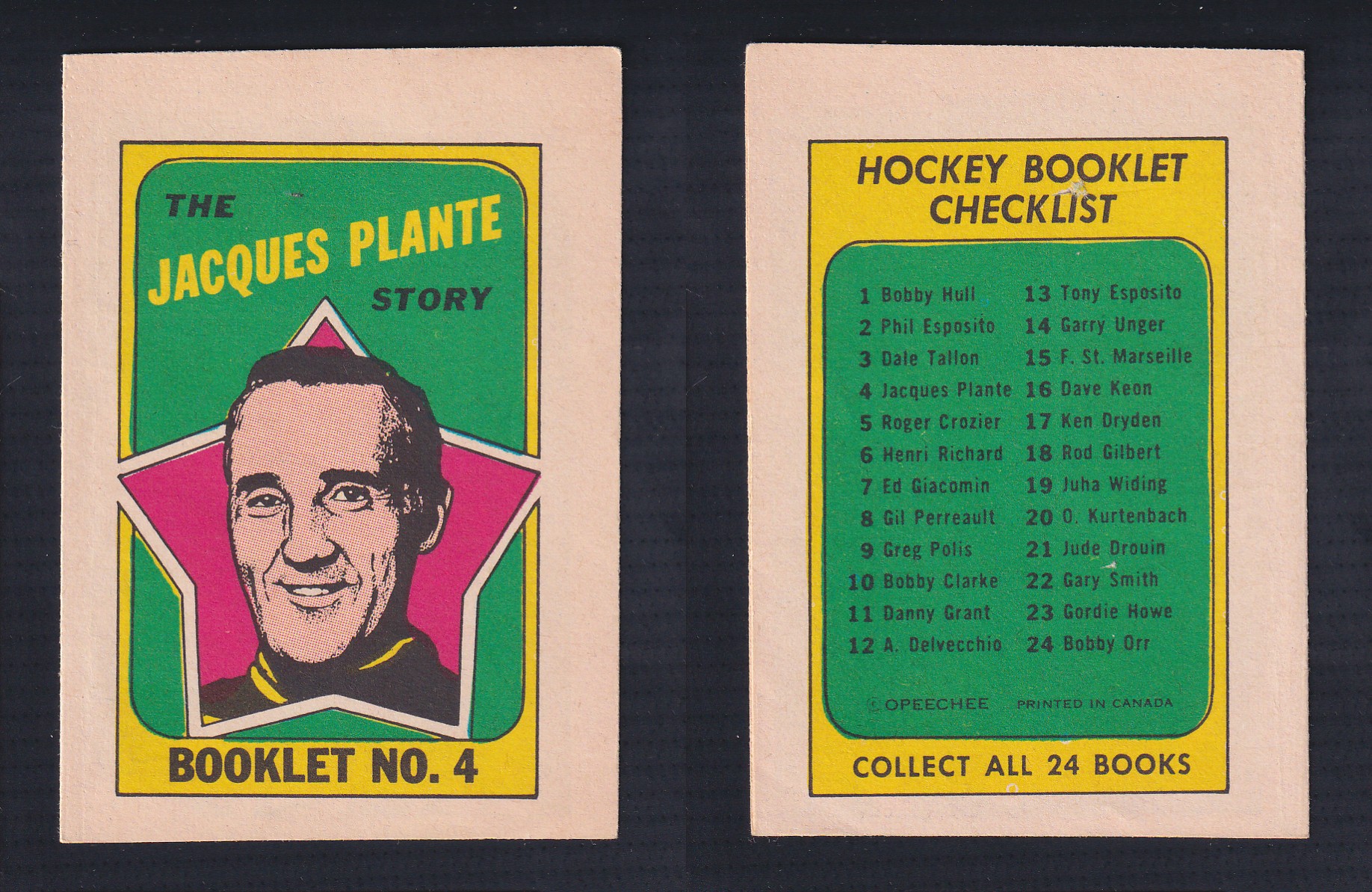 1971-72 O-PEE-CHEE STORY BOOKLET ENGLISH #4 J.PLANTE photo