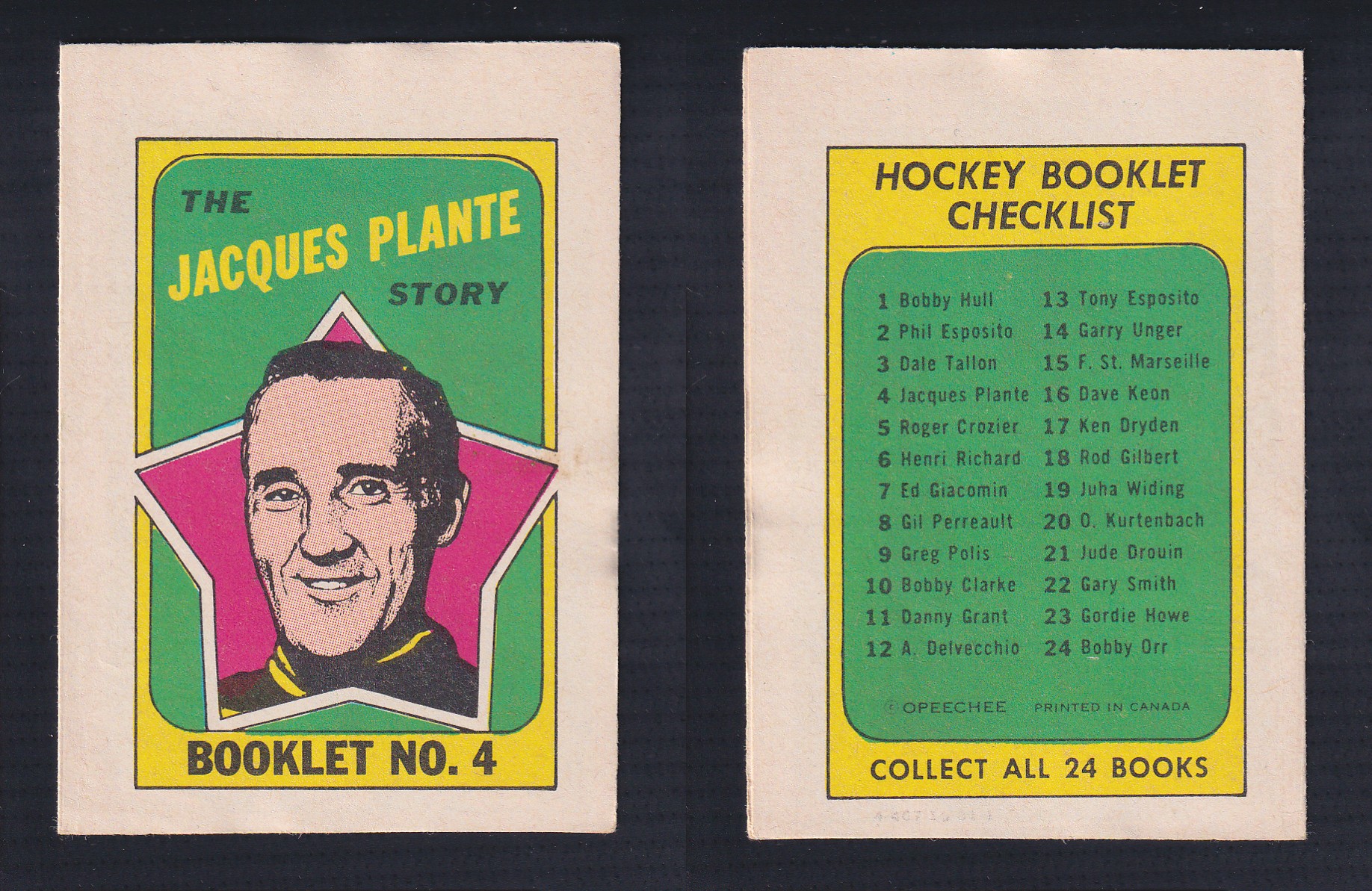 1971-72 O-PEE-CHEE STORY BOOKLET ENGLISH #4 J.PLANTE photo