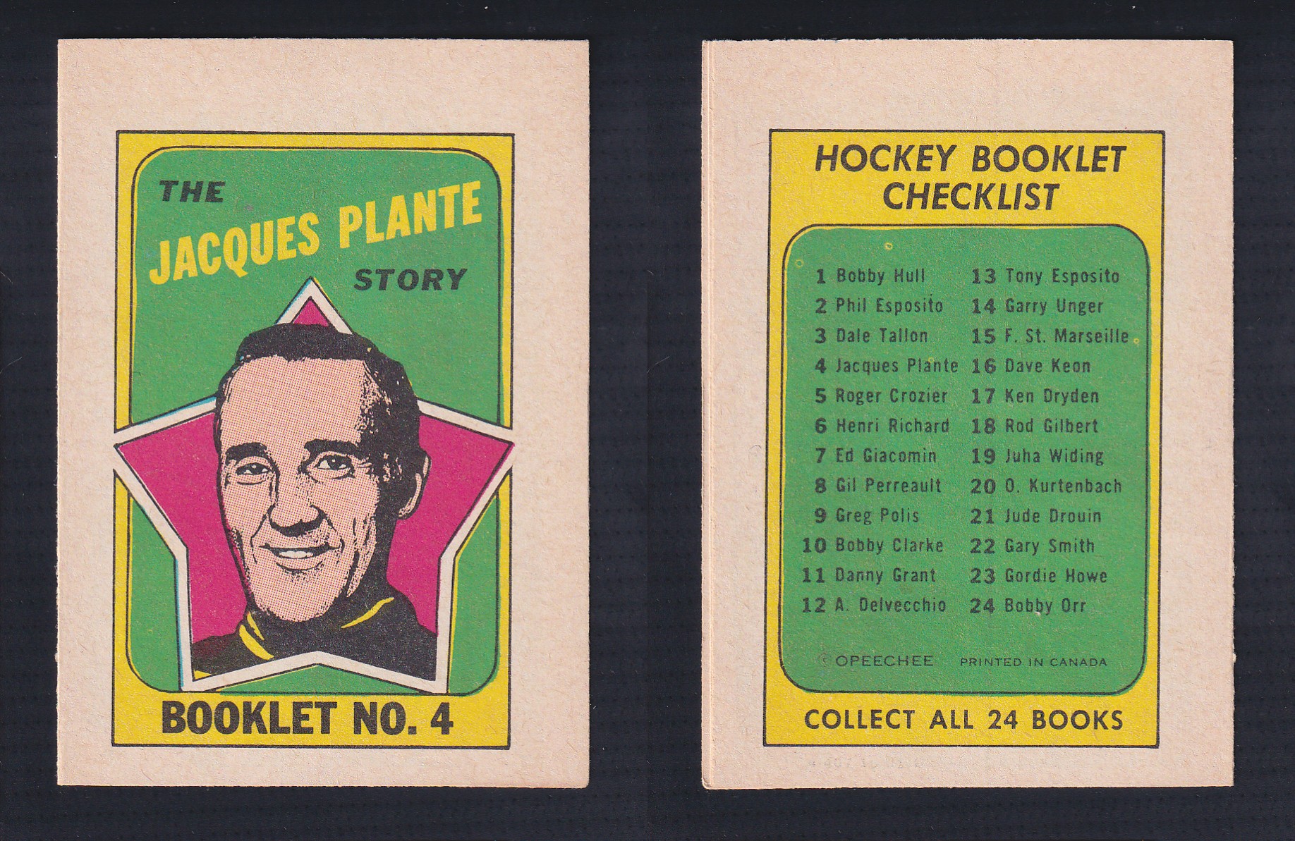 1971-72 O-PEE-CHEE STORY BOOKLET ENGLISH #4 J.PLANTE photo