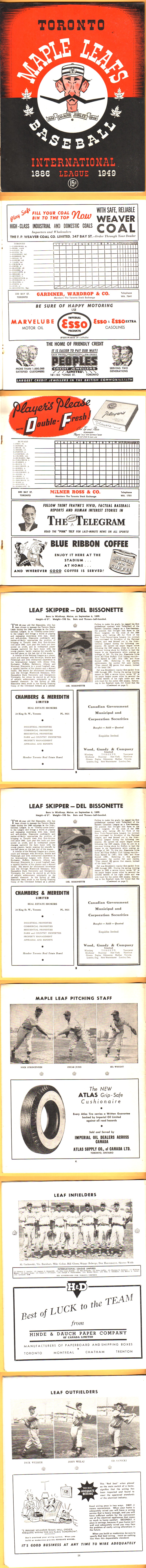 1949 TORONTO MAPLE LEAFS VS BUFFALO PROGRAM photo
