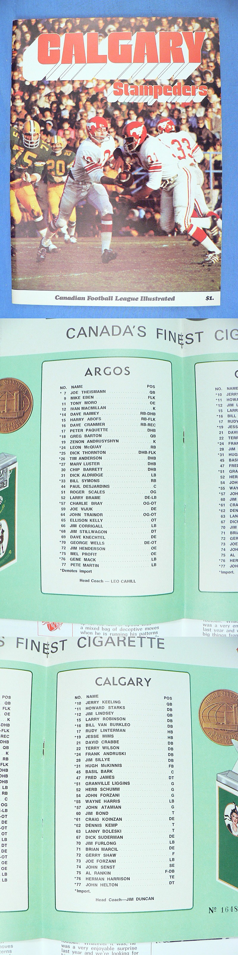 1971 CFL TORONTO ARGOS VS CALGARY STAMPEDERS PROGRAM photo
