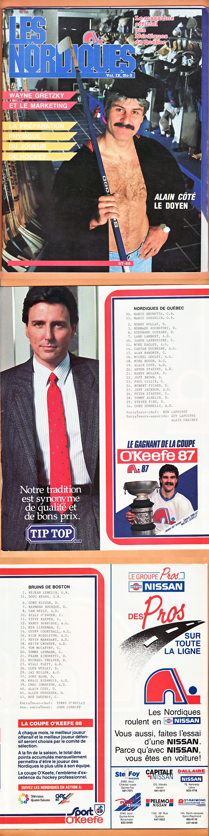 1987-88 QUEBEC NORDIQUES VS BOSTON BRUINS PROGRAM photo