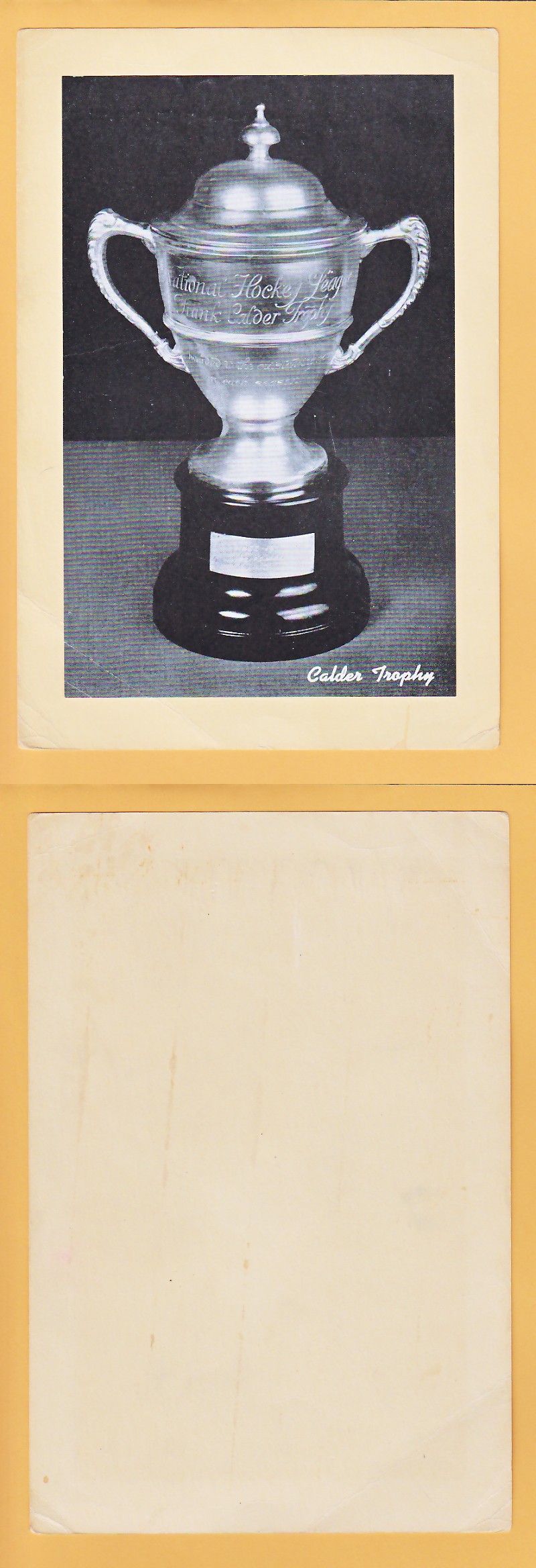 1934-43 BEEHIVE PHOTO GR.1 CALDER TROPHY BLANK BACK photo