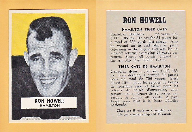 CS29489460 1959 CFL WHEATIES FOOTBALL CARD RON HOWELL CAPITAL