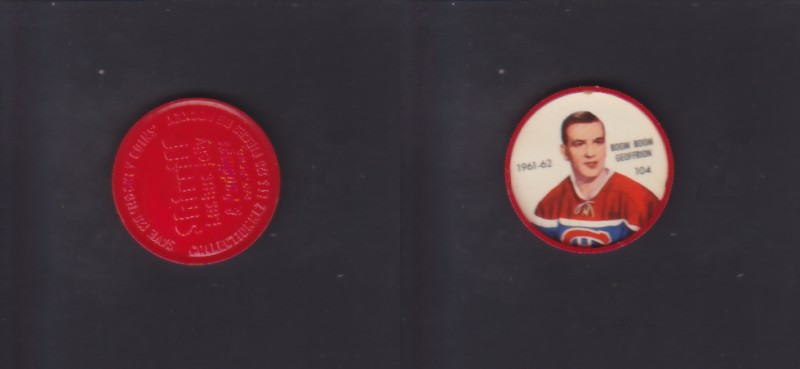 1961-62 SHIRRIFF/SALADA HOCKEY COIN #104 B.GEOFFRION photo