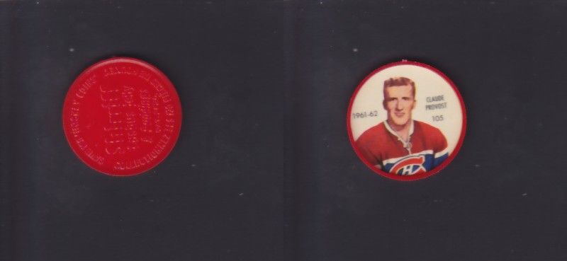 1961-62 SHIRRIFF/SALADA HOCKEY COIN #105 C.PROVOST photo