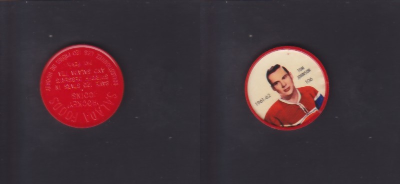 1961-62 SHIRRIFF/SALADA HOCKEY COIN #106 T.JOHNSON photo