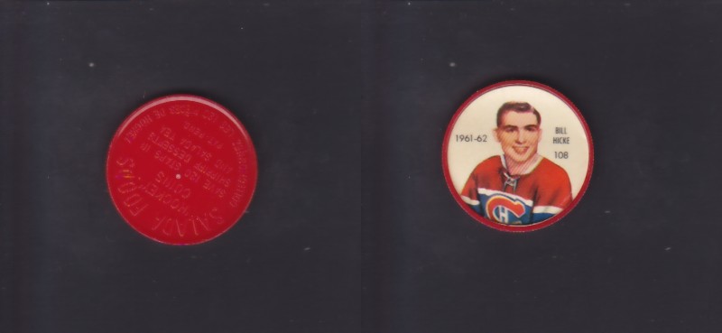 1961-62 SHIRRIFF/SALADA HOCKEY COIN #108 B.HICKE photo