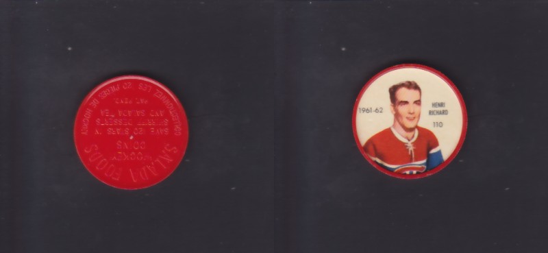 1961-62 SHIRRIFF/SALADA HOCKEY COIN #110 H.RICHARD photo