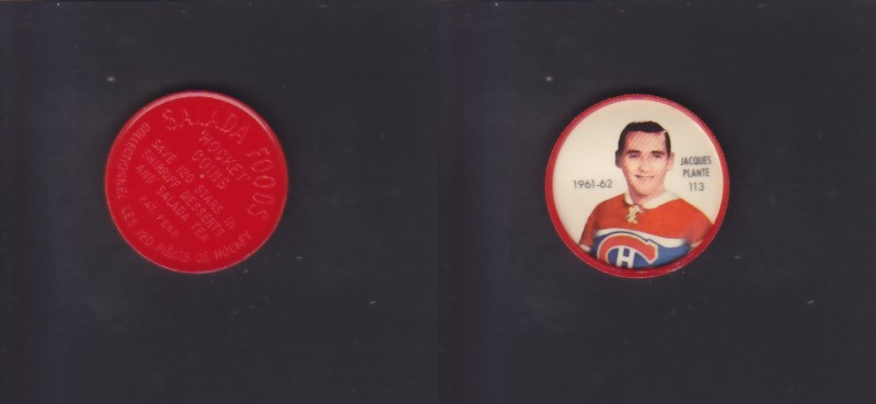 1961-62 SHIRRIFF/SALADA HOCKEY COIN #113 J.PLANTE photo