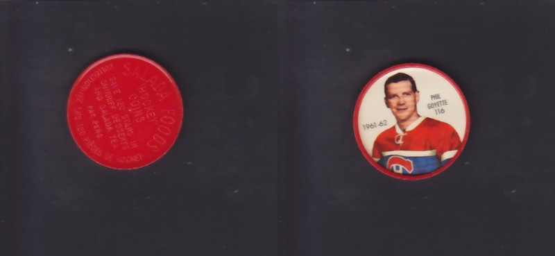 1961-62 SHIRRIFF/SALADA HOCKEY COIN #116 P.GOYETTE photo