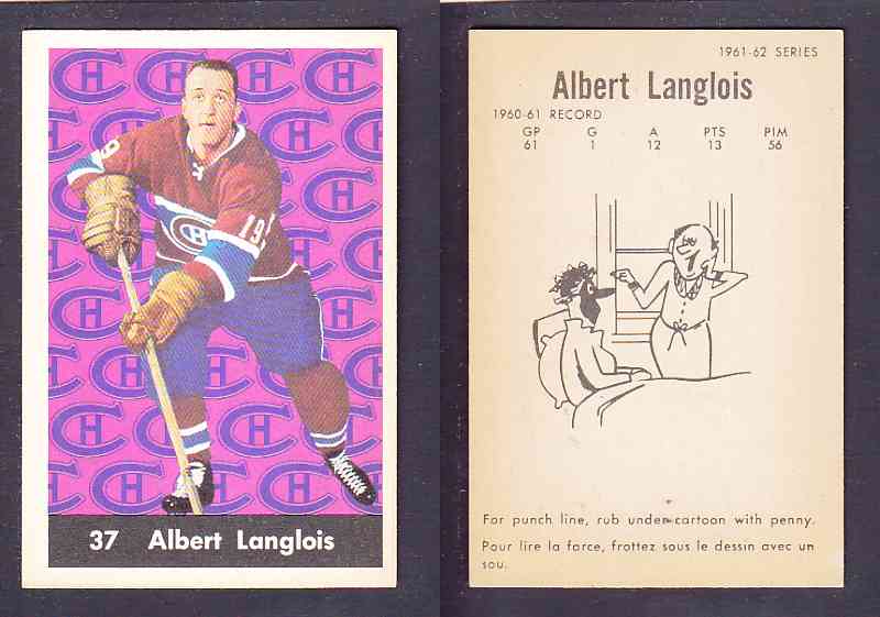 1961-62 PARKHURST HOCKEY CARD #37 ALBERT LANGLOIS photo