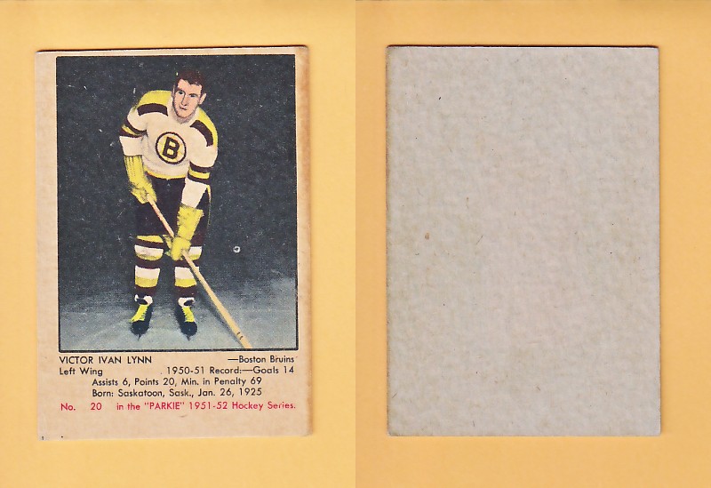 1951-52 PARKHURST HOCKEY CARD # 20 VICTOR IVAN LYNN photo