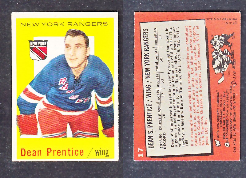 1960-61 TOPPS HOCKEY CARD D. PRENTICE  # 17 photo