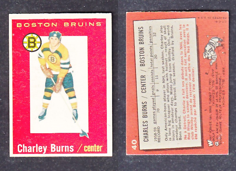 1960-61 TOPPS HOCKEY CARD C. BURNS # 40 photo