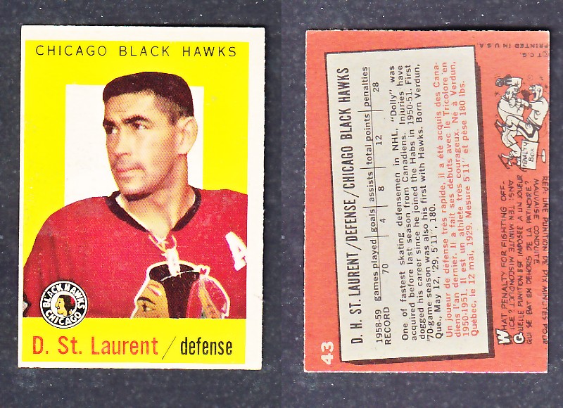 1960-61 TOPPS HOCKEY CARD D. ST-LAURENT # 43 photo