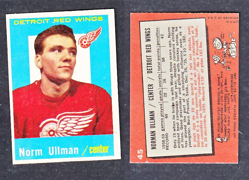 1960-61 TOPPS HOCKEY CARD N. ULLMAN # 45 photo