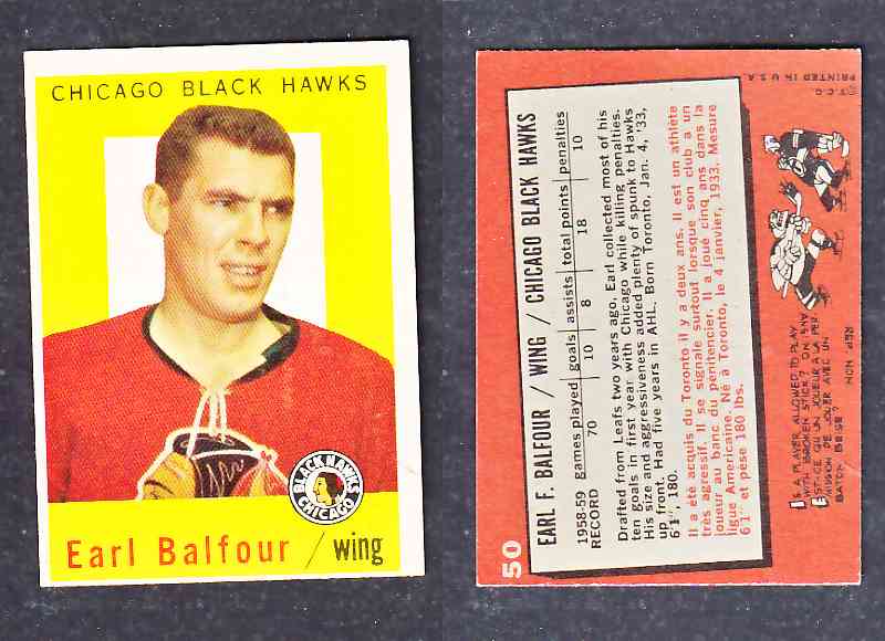 1960-61 TOPPS HOCKEY CARD E. BALFOUR # 50 photo