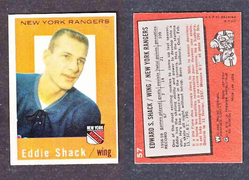 1960-61 TOPPS HOCKEY CARD E. SHACK # 57 photo