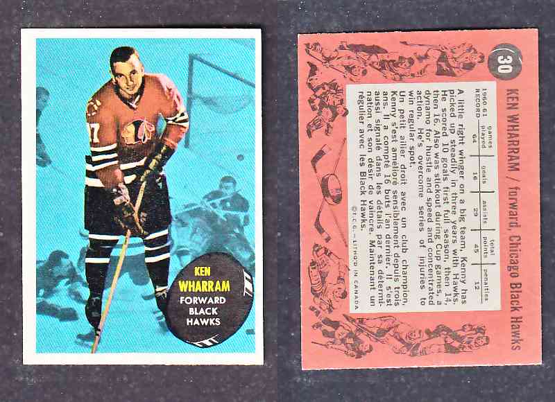 1961-62 TOPPS HOCKEY CARD K. WHARRAM  # 30 photo